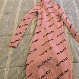 Pink and black Balenciaga dress ..